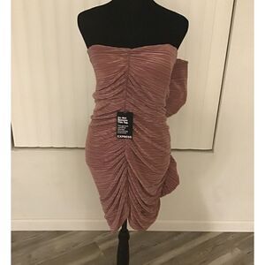 NWT~Express Dusty Rose Ruched & Ruffled Party Dress Sz 10 Misses
